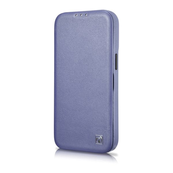 Ādas korpuss iPhone 14 Pro Max ar magnētisko atloku magsafe ce premium āda gaiši purpursarkanu