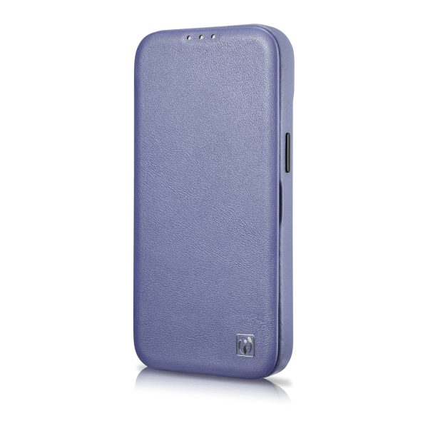 Ādas korpuss iPhone 14 Pro Max ar magnētisko atloku magsafe ce premium āda gaiši purpursarkanu