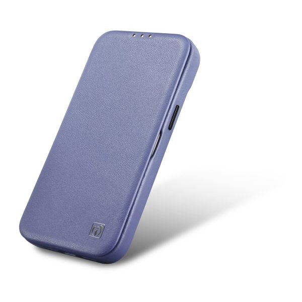 Ādas korpuss iPhone 14 Pro Max ar magnētisko atloku magsafe ce premium āda gaiši purpursarkanu