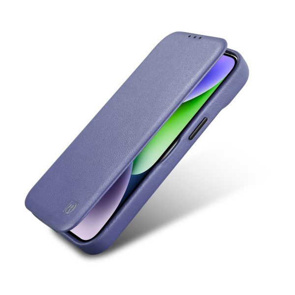 Ādas korpuss iPhone 14 Pro Max ar magnētisko atloku magsafe ce premium āda gaiši purpursarkanu