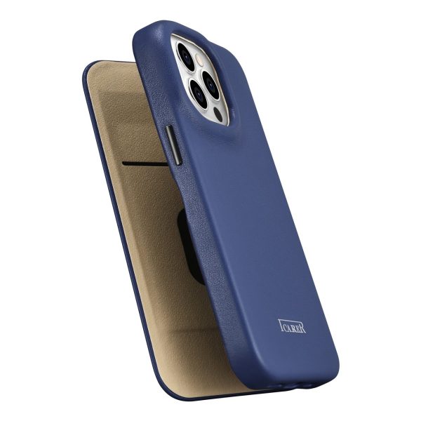 Ādas korpuss iPhone 14 Pro Max ar magnētisko atloku magsafe ce premium ādas zilu