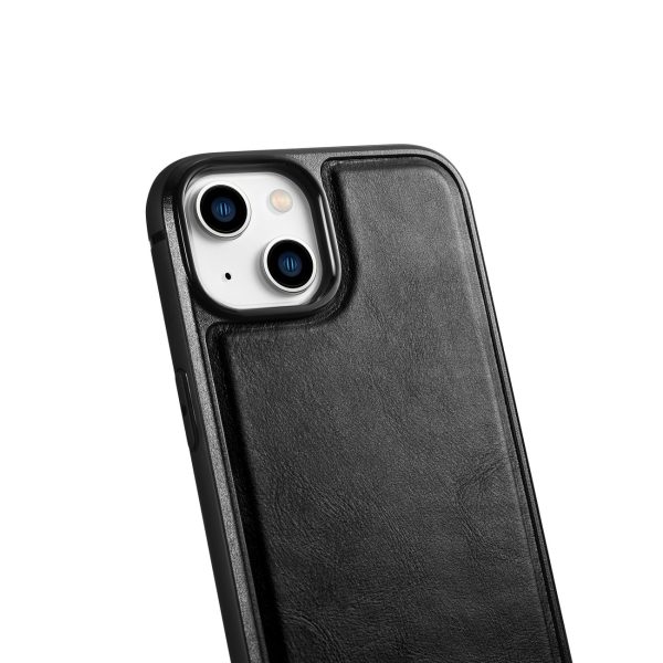 Korpuss, kas pārklāts ar dabīgu ādu iPhone 14 ādas eļļas vaskam melns