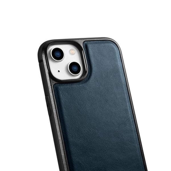 Korpuss, kas pārklāts ar dabīgu ādu iPhone 14 ādas eļļas vaska tumši zila