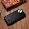Korpuss, kas pārklāts ar dabīgu ādu iPhone 14 Plus ādas eļļas vaska melnu
