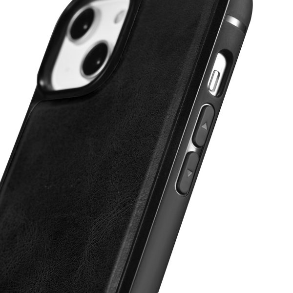 kas pārklāts ar dabīgu ādu iPhone 14 Plus ādas eļļas vaska melnu