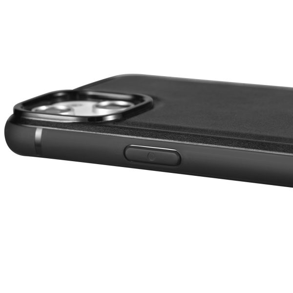 Korpuss, kas pārklāts ar dabīgu ādu iPhone 14 Plus ādas eļļas vaska melnu