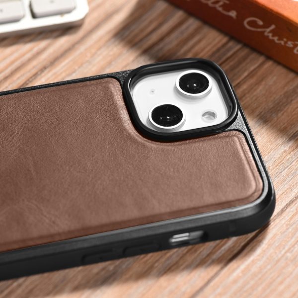 Korpuss, kas pārklāts ar dabīgu ādu iPhone 14, kā arī ādas eļļas vasks tumši brūns