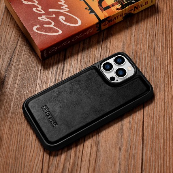 Korpuss, kas pārklāts ar dabīgu ādu iPhone 14 Pro Max Leather Eļļas vasks melns