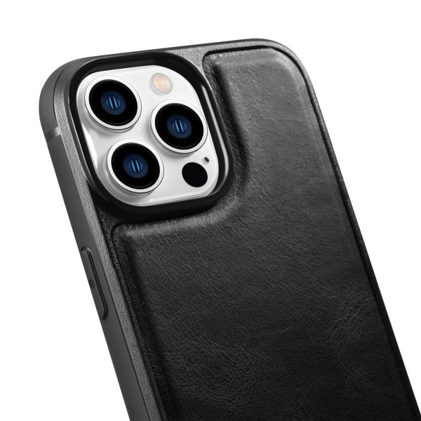 Korpuss, kas pārklāts ar dabīgu ādu iPhone 14 Pro Max Leather Eļļas vasks melns