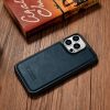 Korpuss, kas pārklāts ar dabīgu ādu iPhone 14 Pro Max Leather Eļļas vaska Navy Blue