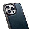 Korpuss, kas pārklāts ar dabīgu ādu iPhone 14 Pro Max Leather Eļļas vaska Navy Blue
