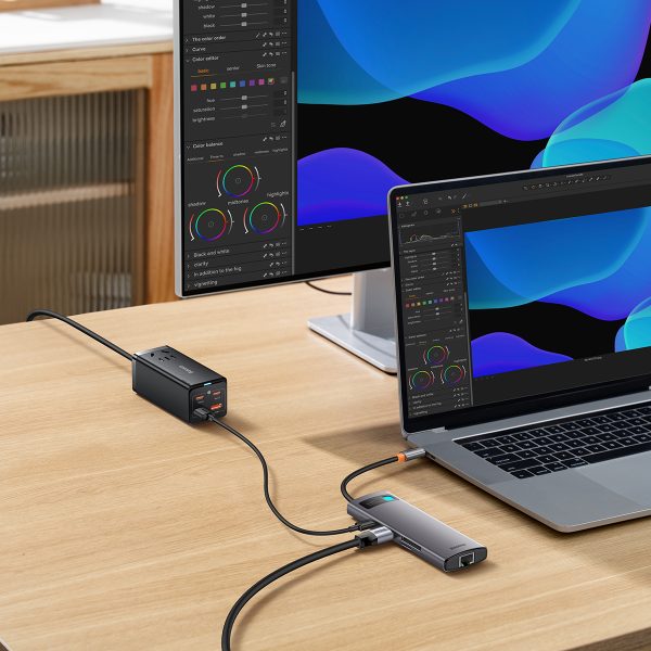 8in1 centrmezgla adapteris Starjoy USB-C USB-C PD 3X USB-A HDMI RJ-45 SD TF GREY