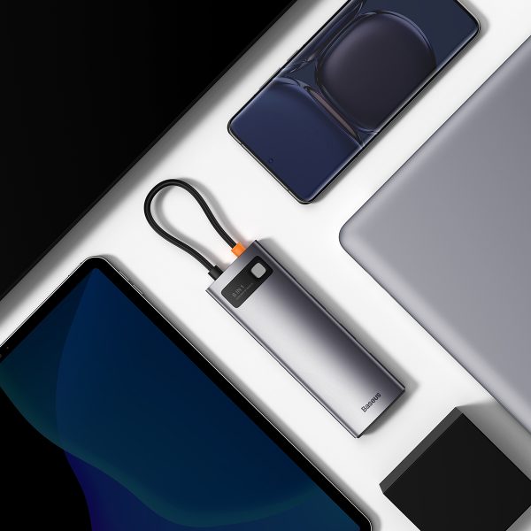 8in1 centrmezgla adapteris Starjoy USB-C USB-C PD 3X USB-A HDMI RJ-45 SD TF GREY