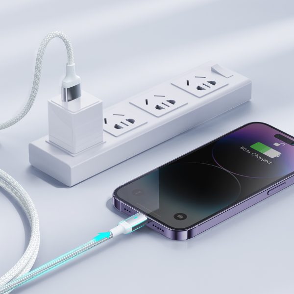 Kabelis USB -C kabelis - zibens ar LED 20W A10 sēriju 1,2 m balts