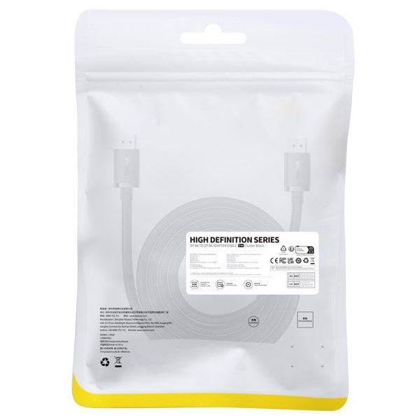 Augstas izšķirtspējas sērijas DisplayPort 8K 60Hz 2M melnais kabelis
