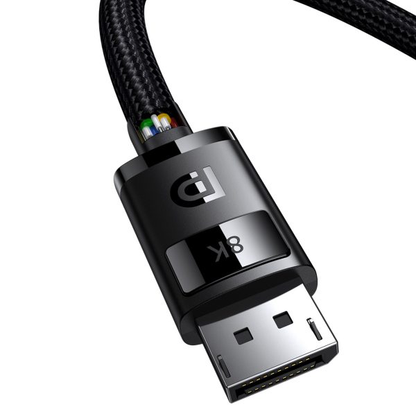 Augstas izšķirtspējas sērijas DisplayPort 8K 60Hz 2M melnais kabelis