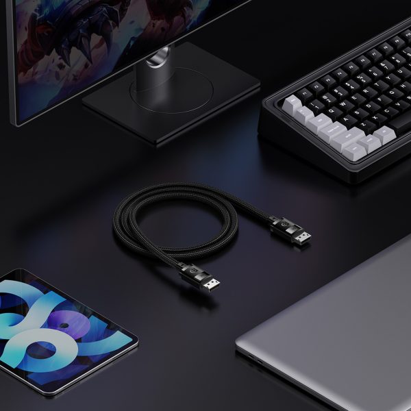 Augstas izšķirtspējas sērijas DisplayPort 8K 60Hz 2M melnais kabelis