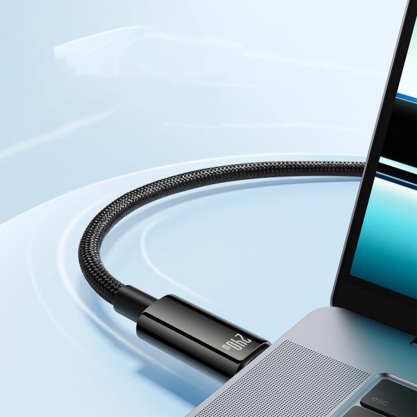 Volframa zelta USB-C 480MB/s 240W 2m melns kabelis