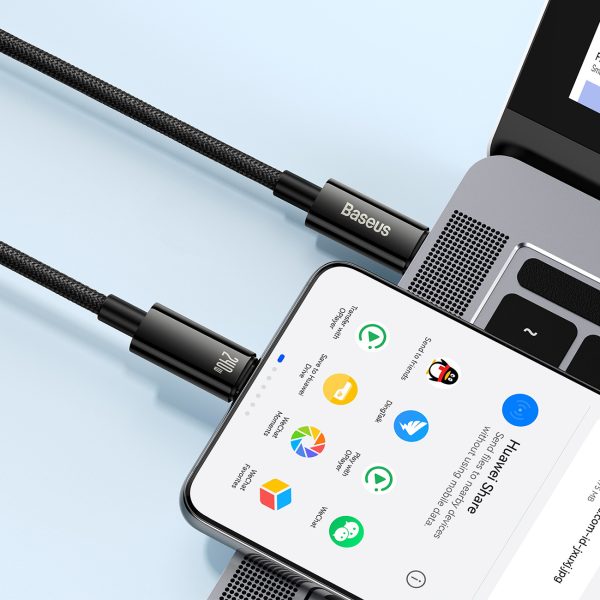 Volframa zelta USB-C 480MB/s 240W 2m melns kabelis