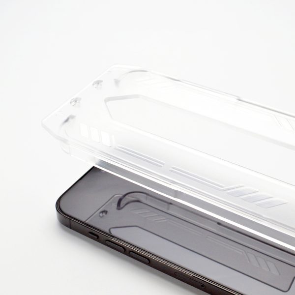 9h rūdīts stikls ar montāžas rāmi iPhone 15 premium stikla melnā krāsā