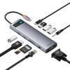 11W1 centrmezgls USB-C adapteris USB-C PD 4X USB HDMI VGA AUX RJ45 SD TF GREY