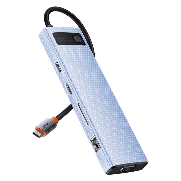 11W1 centrmezgls USB-C adapteris USB-C PD 4X USB HDMI VGA AUX RJ45 SD TF GREY