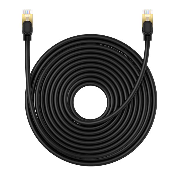 LAN RJ45 Ethernet ātrgaitas kaķis.8 40Gbps 15m melns kabelis LAN RJ45 Ethernet ātrgaitas kaķis.8 40Gbps 15m melns kabelis