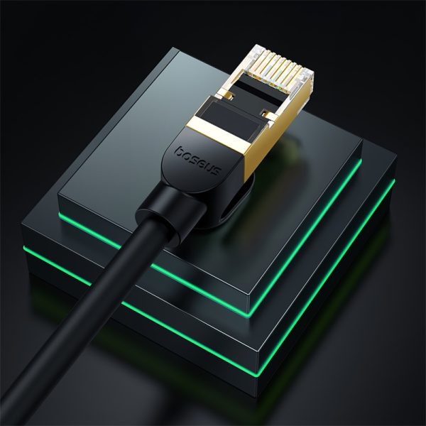 LAN RJ45 Ethernet ātrgaitas kaķis.8 40Gbps 1m melns kabelis