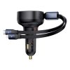 Automašīnu lādētājs ar USB-C un ar ripotu USB-C iPhone 60W USB-C kabeli