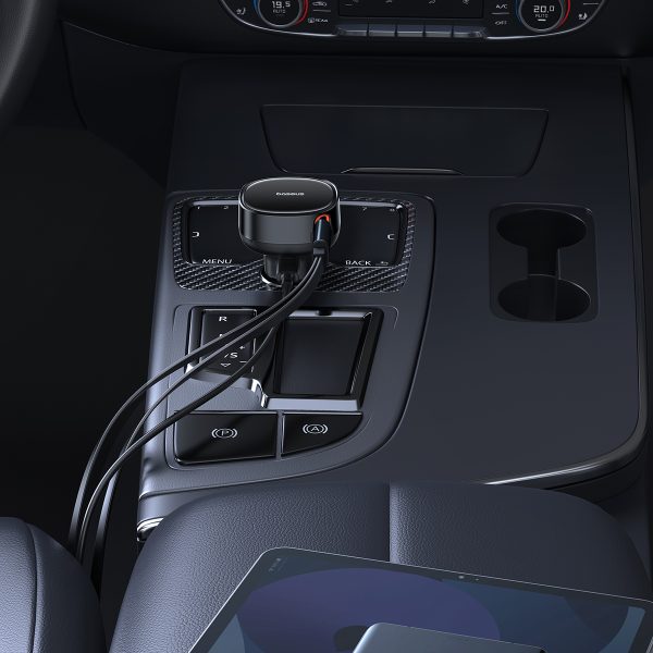 Automašīnu lādētājs ar USB-C un ar ripotu USB-C iPhone 60W USB-C kabeli