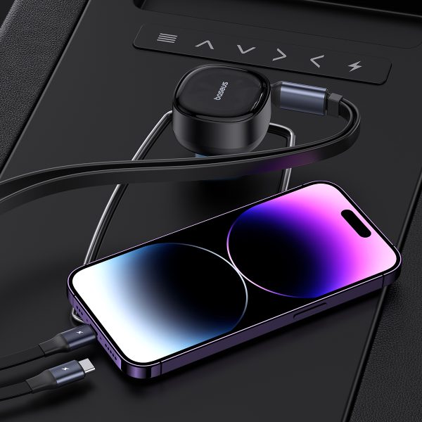 Automašīnu lādētājs ar USB-C un ar ripotu USB-C iPhone 60W USB-C kabeli