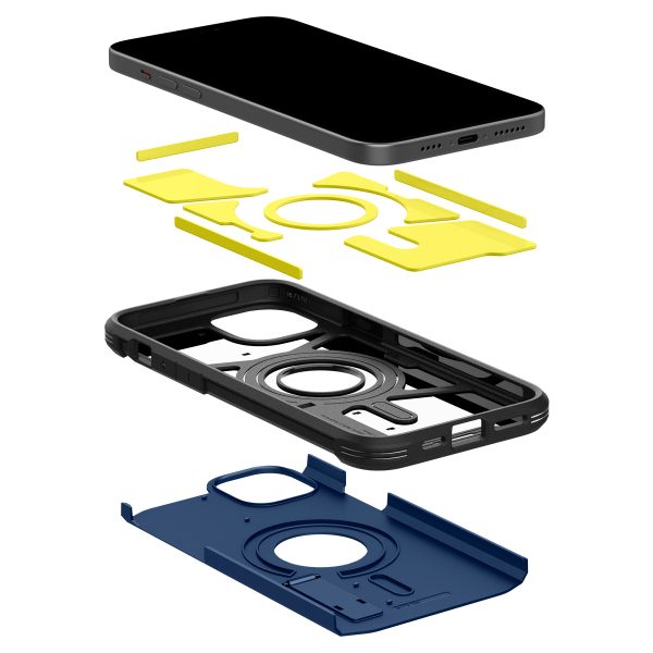 1022716-4-etui-tough-armor-magsafe-z-podstawka-na-iphone-15-spigen-hurtownia-sklep Grūts bruņu magsafe korpuss ar iPhone 15 Plus zilu statīvu