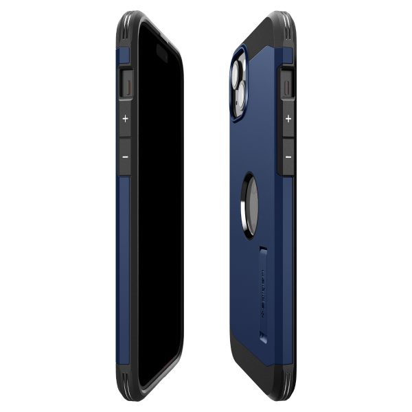 1022716-5-etui-tough-armor-magsafe-z-podstawka-na-iphone-15-spigen-hurtownia-sklep Grūts bruņu magsafe korpuss ar iPhone 15 Plus zilu statīvu