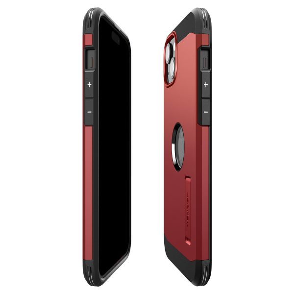 1022717-3-etui-tough-armor-magsafe-z-podstawka-na-iphone-15-spigen-hurtownia-sklep Grūts bruņu magsafe korpuss ar iPhone 15 sarkano bāzi