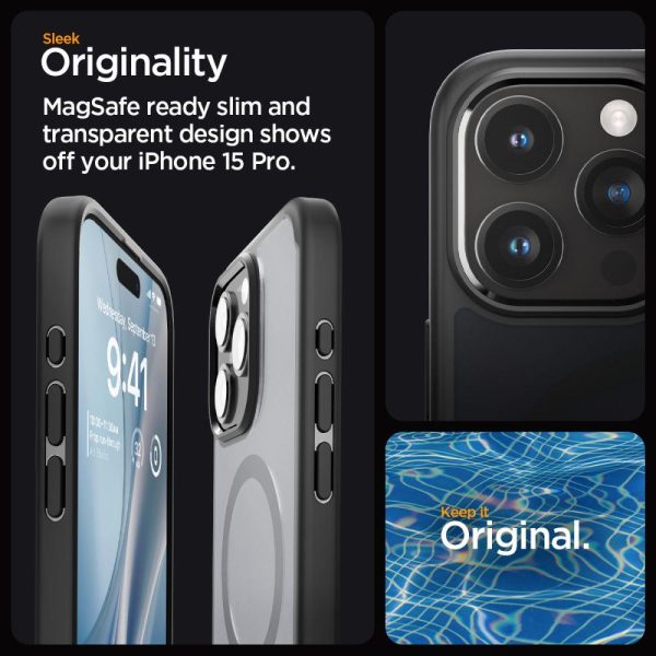 Ultra hibrīda mag no magsafe līdz iPhone 15 Pro caurspīdīgam un melnam