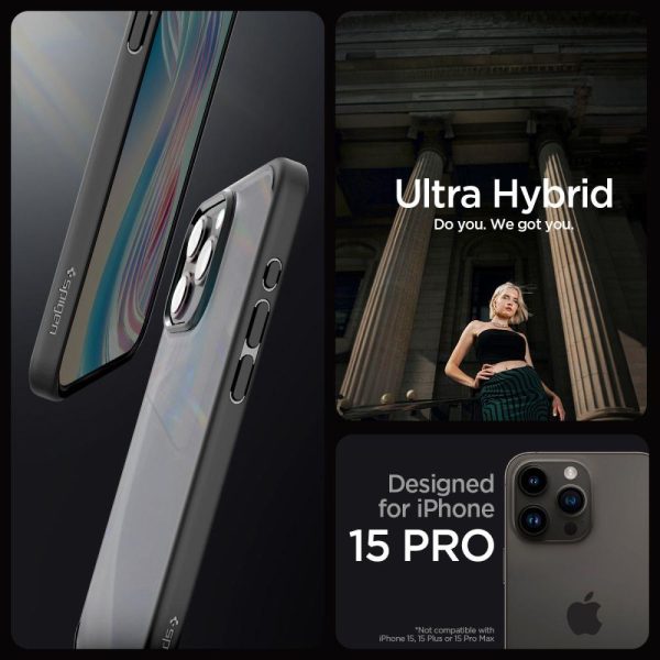 Ultra hibrīda korpuss iPhone 15 Caurspīdīgam un melnam