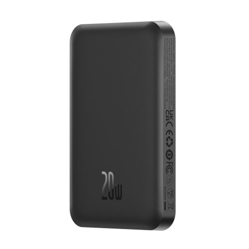 Mini PowerBank 5000MAH 20W + USB-C 20V / 3A kabelis melns