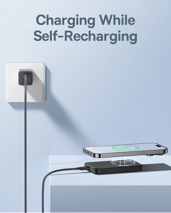 Mini PowerBank 5000MAH 20W + USB-C 20V / 3A kabelis melns