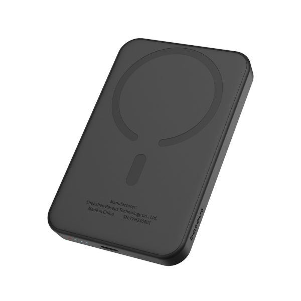 Mini PowerBank 5000MAH 20W + USB-C 20V / 3A kabelis melns