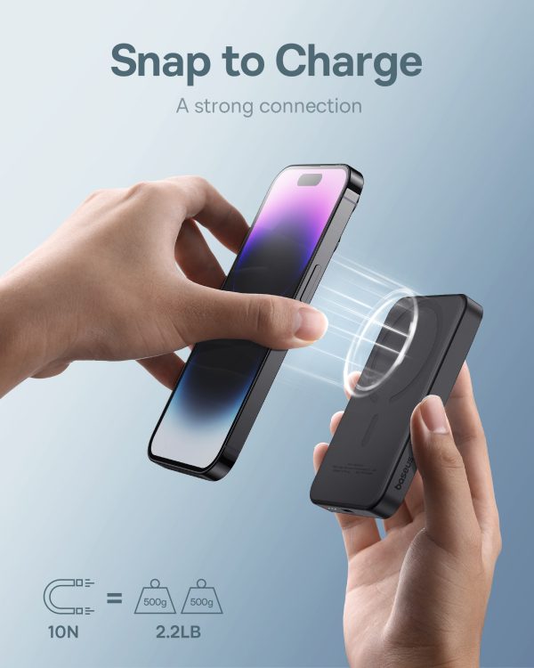 Mini PowerBank 5000MAH 20W + USB-C 20V / 3A kabelis melns
