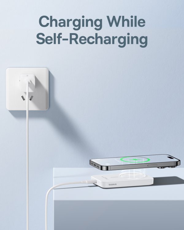 Mini PowerBank 5000MAH 20W + USB-C 20V / 3A kabeļa baltais