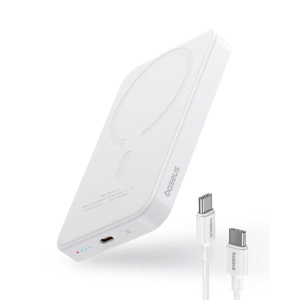 Mini PowerBank 5000MAH 20W + USB-C 20V / 3A kabeļa baltais