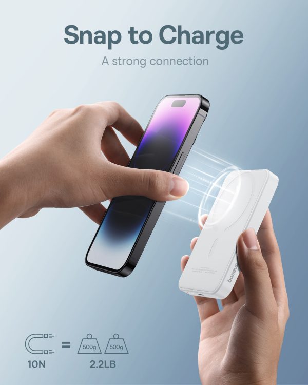 Mini PowerBank 5000MAH 20W + USB-C 20V / 3A kabeļa baltais