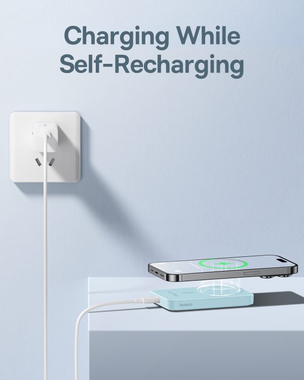 Mini PowerBank 5000MAH 20W + USB-C 20V / 3A kabeļa zila