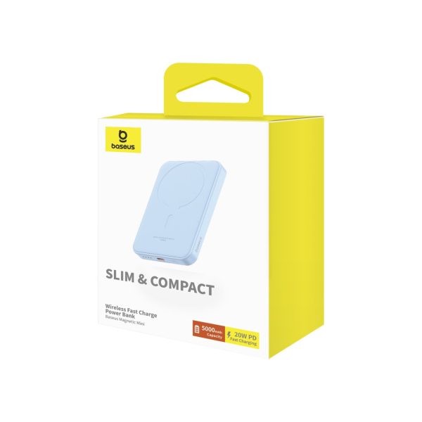 Mini PowerBank 5000MAH 20W + USB-C 20V / 3A kabeļa zila