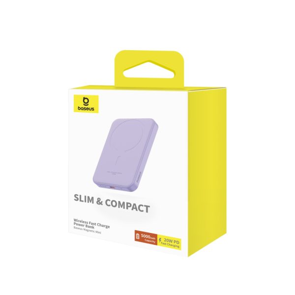 Mini PowerBank 5000MAH 20W + USB-C 20V / 3A kabeļa Purvoy