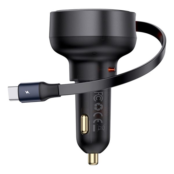 Enjeyment Pro automašīnas lādētājs ar velmētu USB-C 60W USB-C kabeli