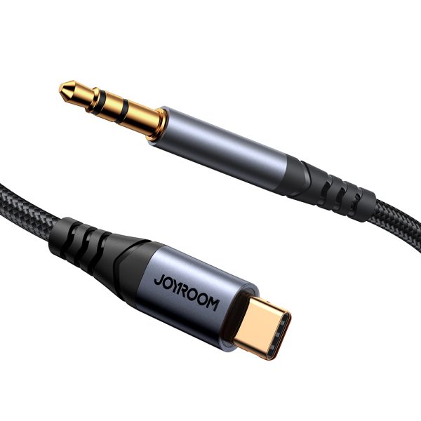 Stereo audio kabelis Aux 3,5 mm mini ligzdai - USB -C 1,2m melns