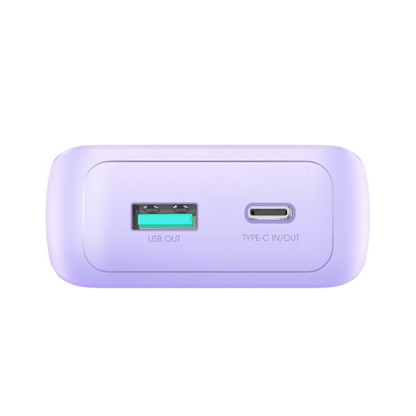 PowerBank 30W 1000mah ar iebūvētu iPhone zibens un USB-C Purple kabeļiem