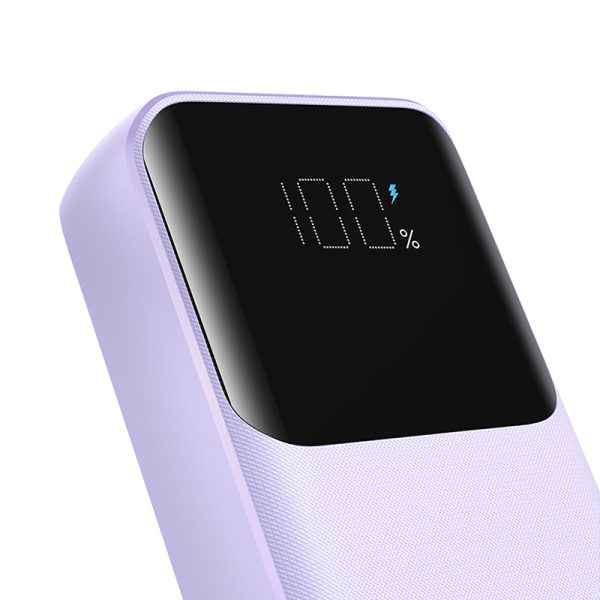PowerBank 30W 1000mah ar iebūvētu iPhone zibens un USB-C Purple kabeļiem